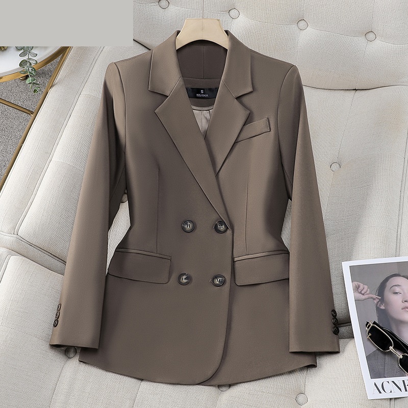 Women Formal Wear With Black Blazer - 女性用ダブルブレストジャケット,黒,茶色,オフィス,ビジネス,作業服,フォーマルコート,女性用アウター,高品質