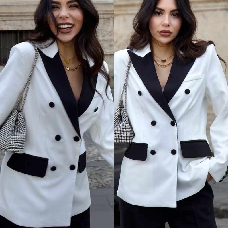 Women'S Formal Wear Jackets - 現代女性スーツ 2 ピース ブレザー パンツ ダブルブレスト