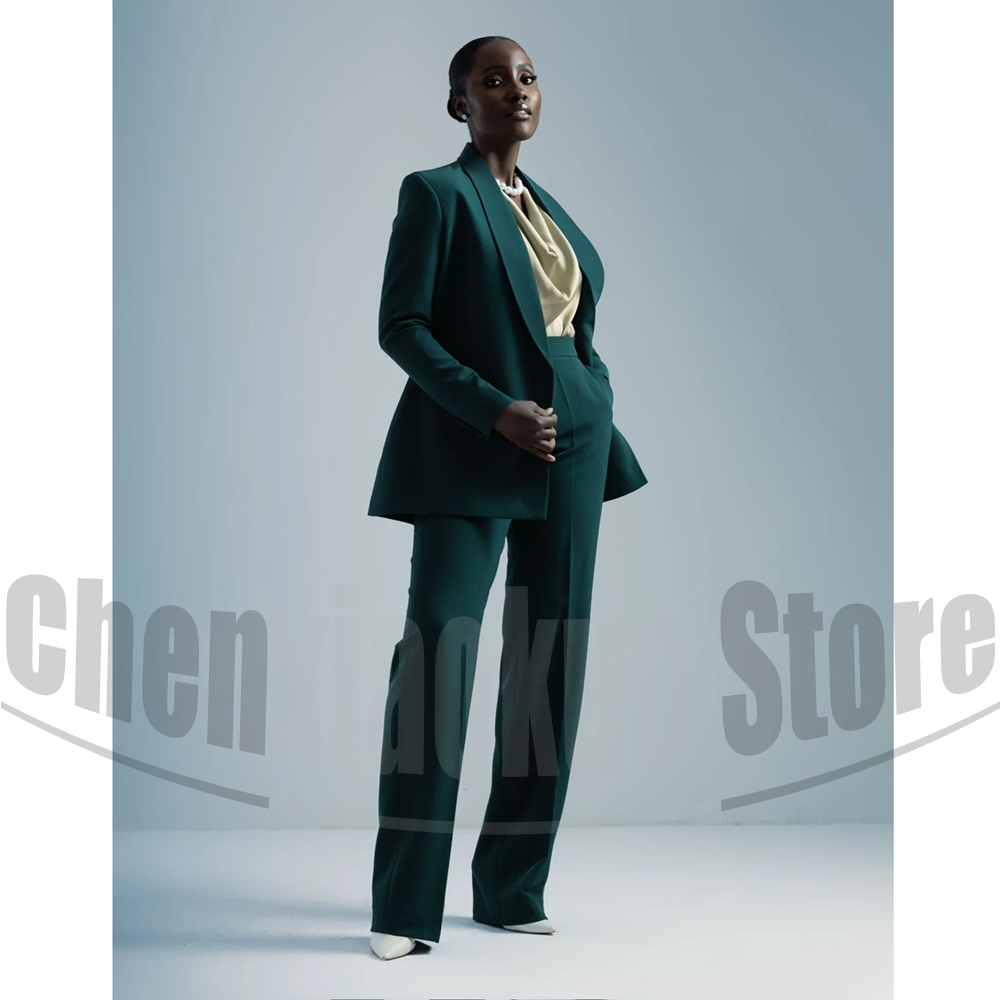 Women Formal Wear Designers - レディーススーツ ベルト付きブレザー＆ワイドレッグパンツ 2ピース エレガント フォーマル ビジネス