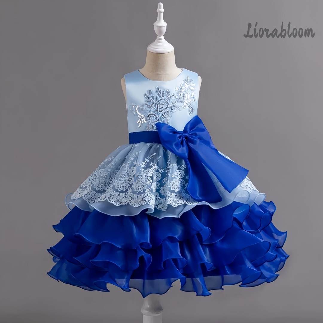 Women'S Formal Wear For Girls - 女の子用ドレス 大きなリボン付き ノースリーブフォーマルガウン マルチカラー フラワーガール衣装 パーティードレス
