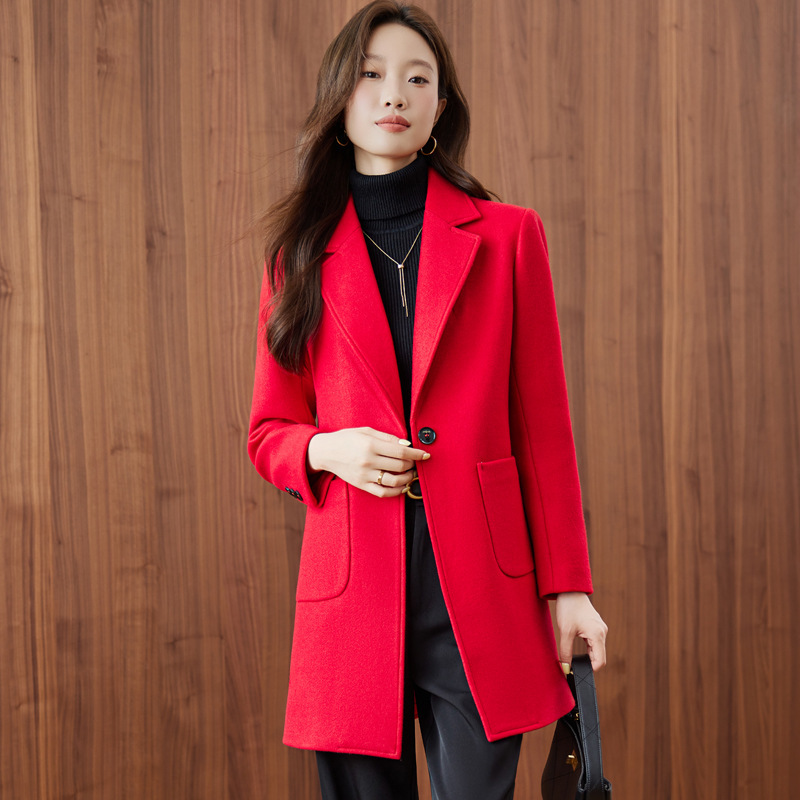 Women Formal Wear Korean - 2025年新作 レディースコート 韓国風 プロフェッショナル ミドル丈 スーツカラー