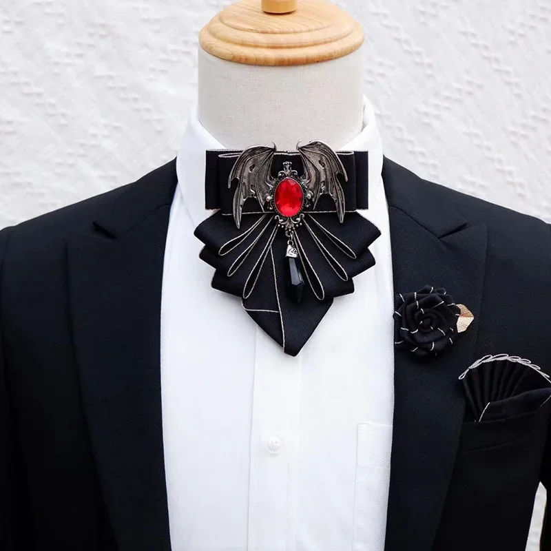 Women Formal Wear Korean - 男性用の英国スタイルのボウブローチセット,花の襟付きのフォーマルウェア,蝶ネクタイ,ポケットタオル