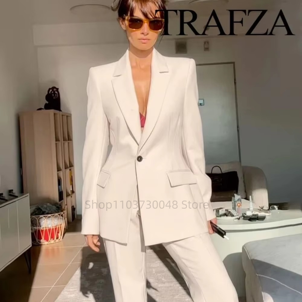 Women'S Formal Wear Jackets - ファッションオフィスレディースブレザーとパンツスーツフォーマルホワイト/レッド女性ジャケットズボン女性ビジネスワークウェア2ピース女性セット