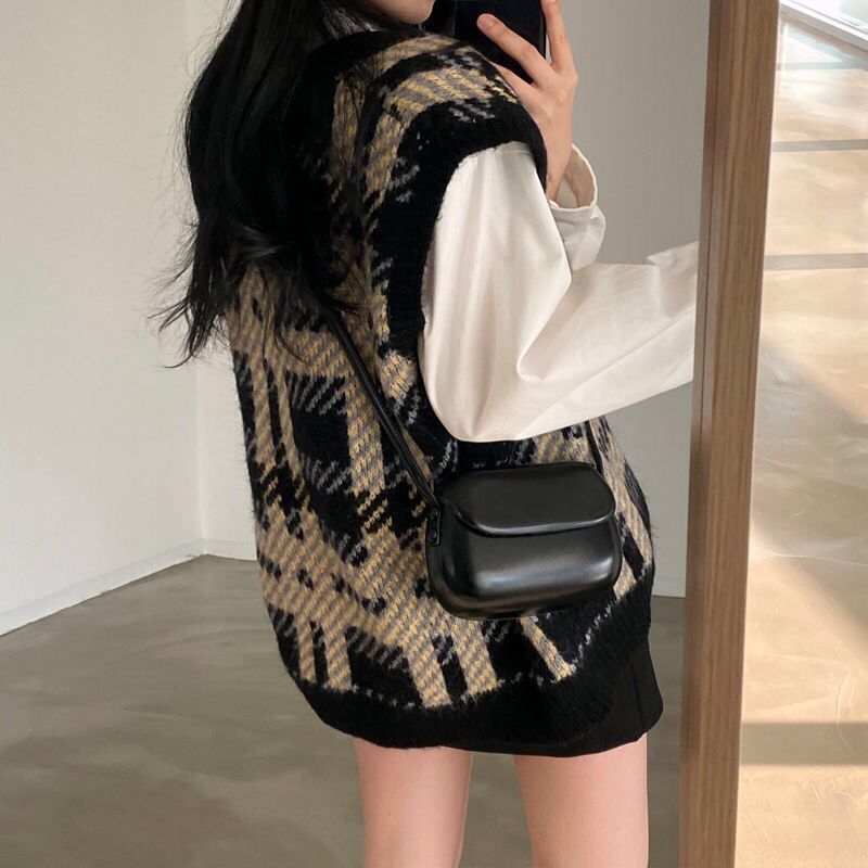 格子柄レディースセータートップス2025通勤カジュアルY2K - Women Formal Wear Korean のレビューと価格
