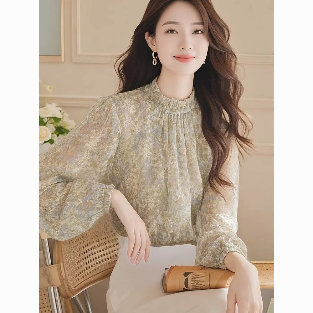 長袖シャツ レディース サテン プリーツ ボタンダウン トッ - Women Formal Wear Korean のレビューと価格