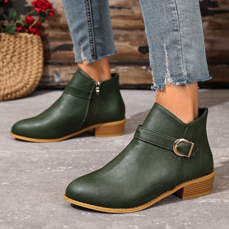 女性の秋冬アンクルブーツサイドジッパーチャンキーヒール快適で - Women Formal Wear Shoes のレビューと価格