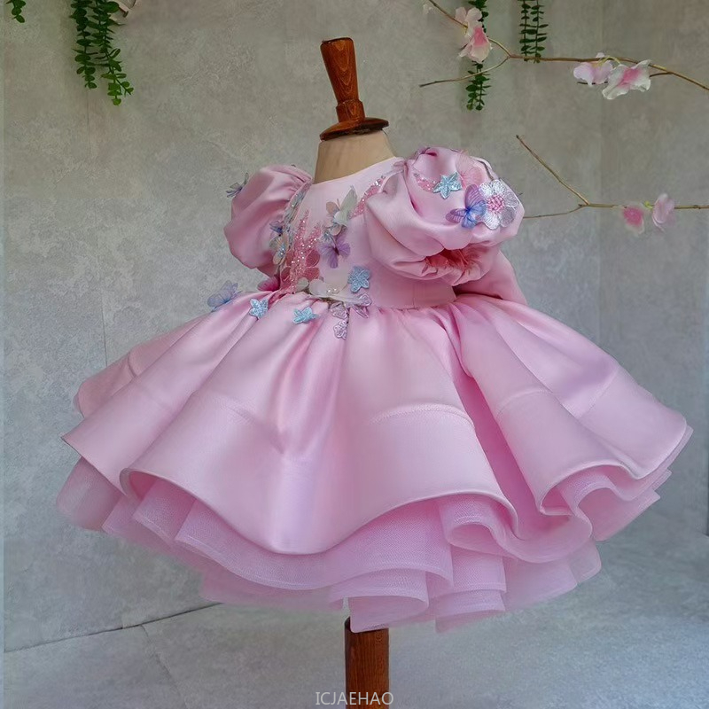 新生児 サテン ドレス バブルスリーブ プリンセス 1歳 誕 - Women'S Formal Wear For Girls のレビューと価格