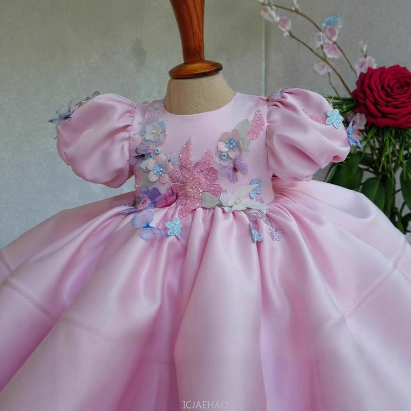 新生児 サテン ドレス バブルスリーブ プリンセス 1歳 誕 - Women'S Formal Wear For Girls のレビューと価格