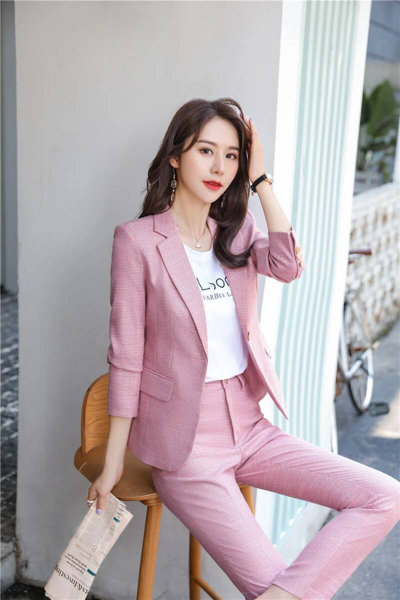 斬新なグリーンの制服デザイン、女性用パンツスーツ、ビジネスワ - Women Formal Wear Designers のレビューと価格