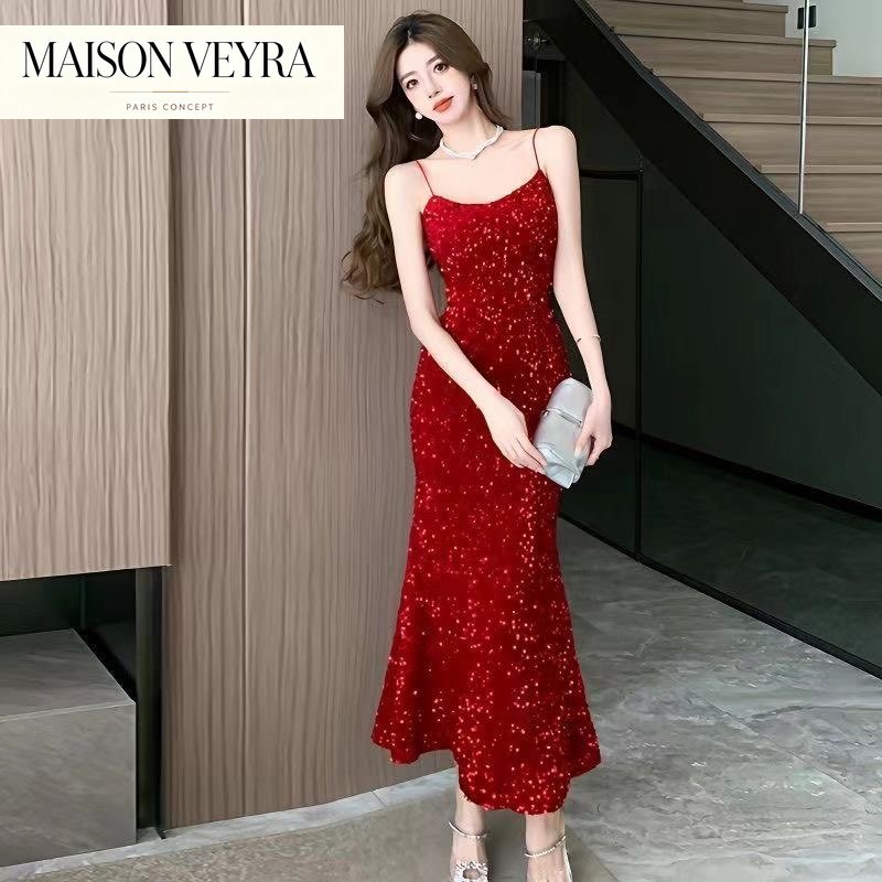 フォーマルウェアパーティー誕生日セクシーな赤いドレス女性服韓 - Women Formal Wear Korean のレビューと価格