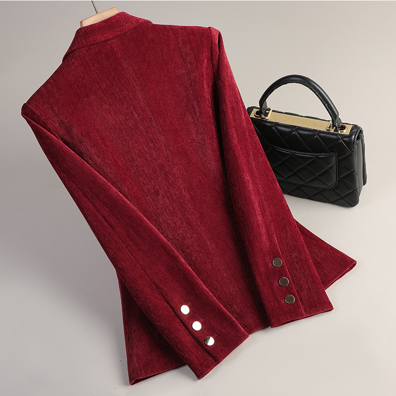イエローゴールドベルベットブレザー女性秋冬カジュアルスーツフ - Women'S Formal Wear Jackets のレビューと価格