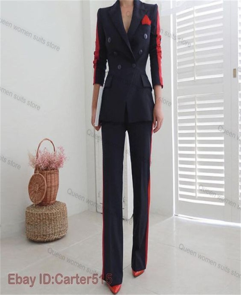 女性用2ピースフォーマルスーツセット,ブレザーとパンツ,ジャ - Women Formal Wear With Black Blazer のレビューと価格