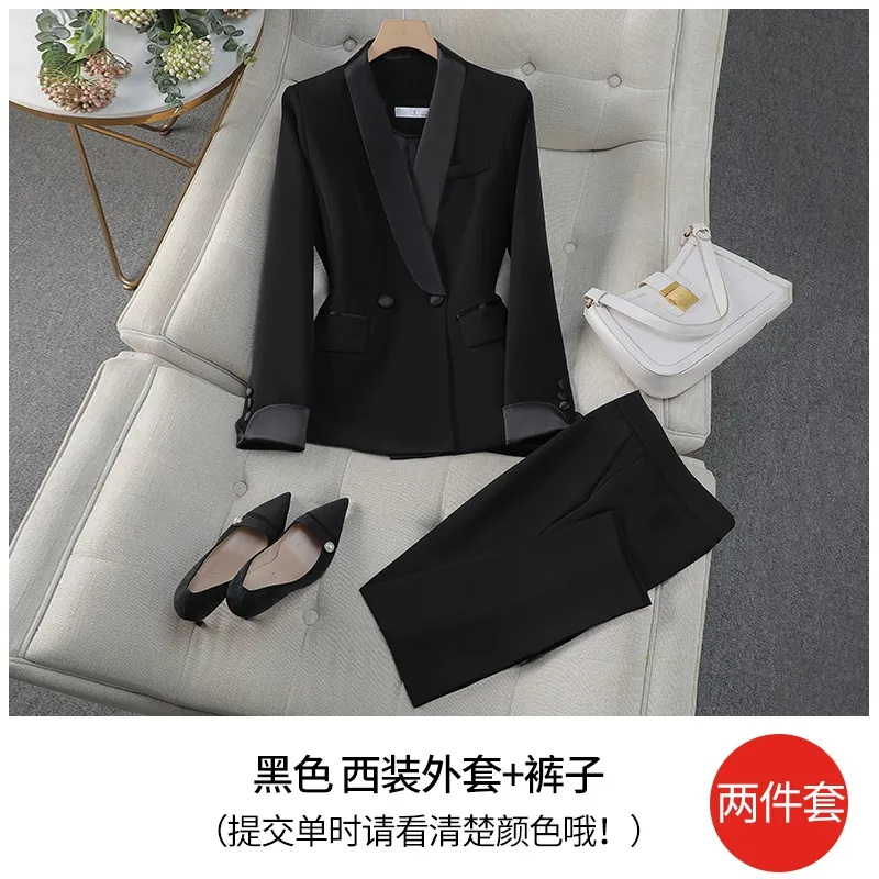 エレガントな赤黒の女性用パンツスーツ、オフィスレディ、女性用 - Women Formal Wear With Black Blazer のレビューと価格