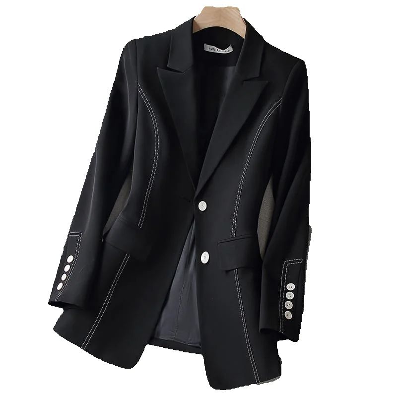 新しいファッション女性フォーマルブレザーレディース白黒女性長 - Women Formal Wear With Black Blazer のレビューと価格