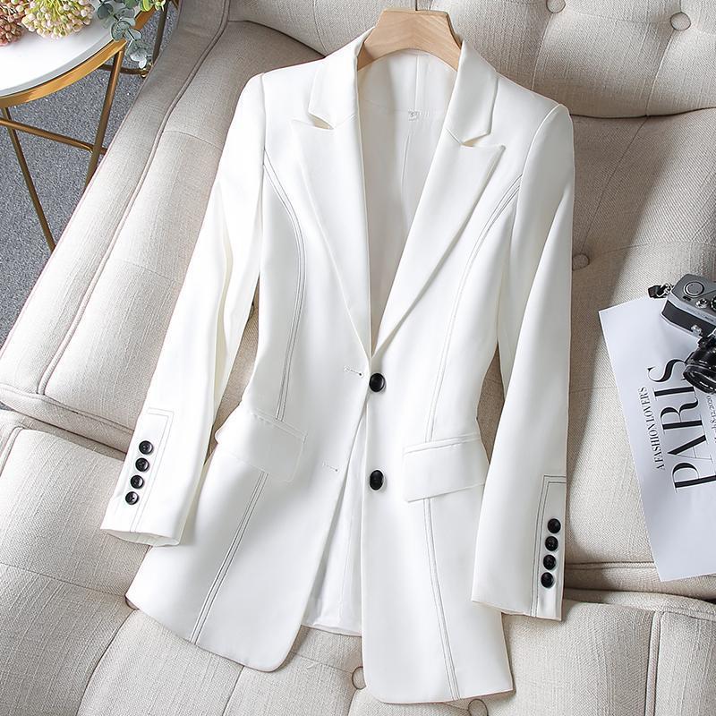 新しいファッション女性フォーマルブレザーレディース白黒女性長 - Women Formal Wear With Black Blazer のレビューと価格