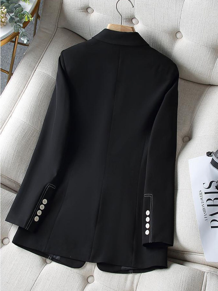 新しいファッション女性フォーマルブレザーレディース白黒女性長 - Women Formal Wear With Black Blazer のレビューと価格