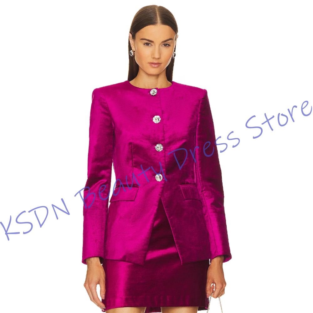 シックな女性用シングルブレストスーツ ホットピンクサテン ツ - Women'S Formal Wear Jackets のレビューと価格