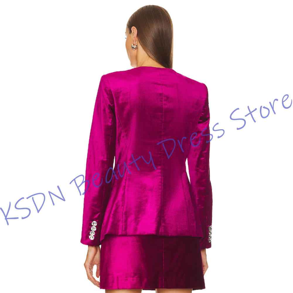 シックな女性用シングルブレストスーツ ホットピンクサテン ツ - Women'S Formal Wear Jackets のレビューと価格