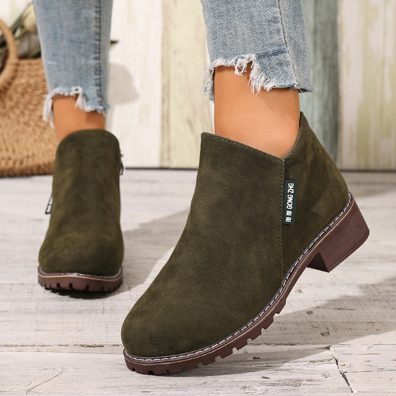 女性秋冬アンクルブーツサイドジッパーチャンキーヒール快適なフ - Women Formal Wear Shoes のレビューと価格